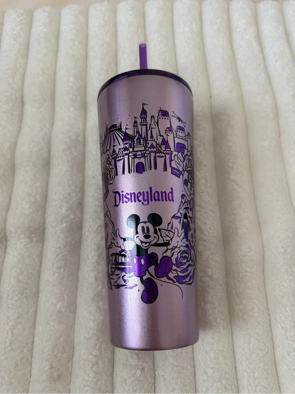 Starbucks Disney Metallic Lavender Mickey Disneyland Tumbler with Straw